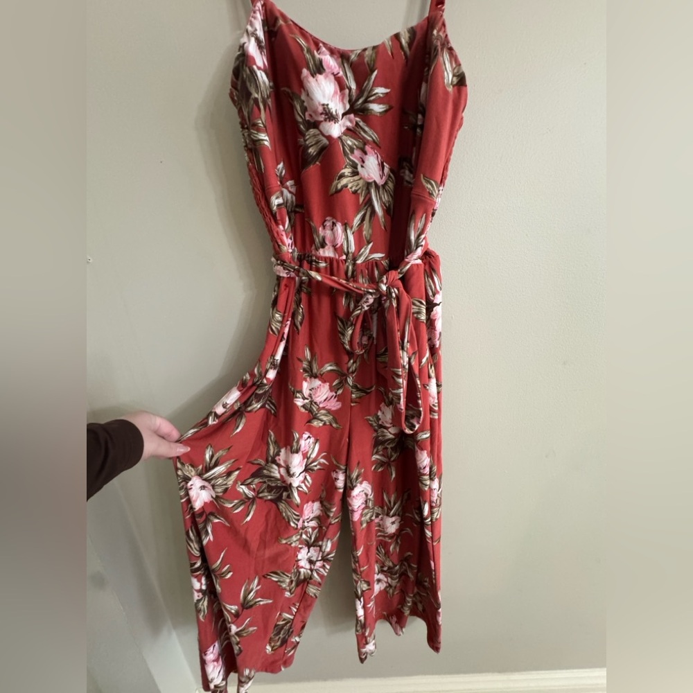 No Boundaries Floral Coral Jumpsuit